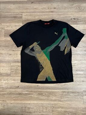 Puma black graphic tee Usain Bolt Runner Size XXLarge